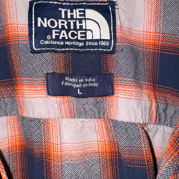 The North Face Orange and Blue Plaid Shirt size Large - Picture 2 of 3